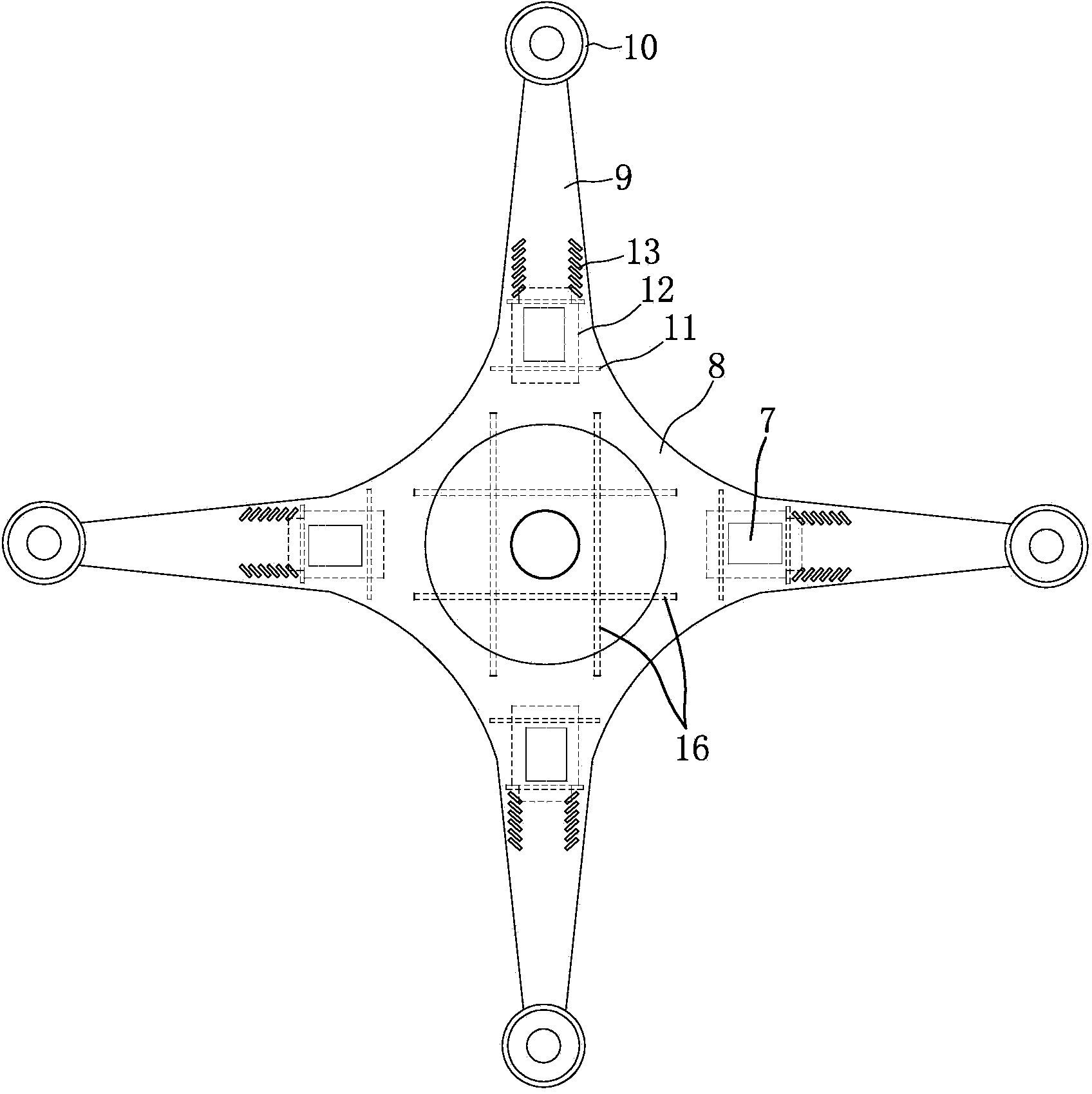 Four-shaft type flight device body assembly