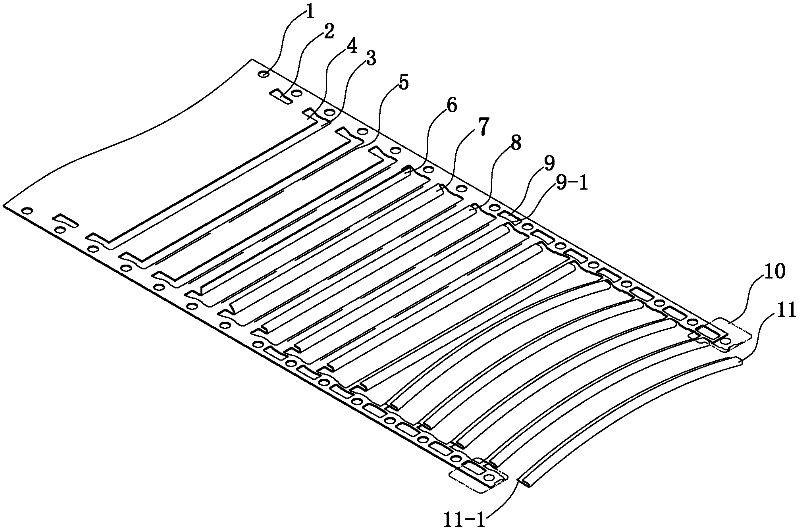 Progressive die molding process for arc-shaped sheet metal component with U-shaped cross-section