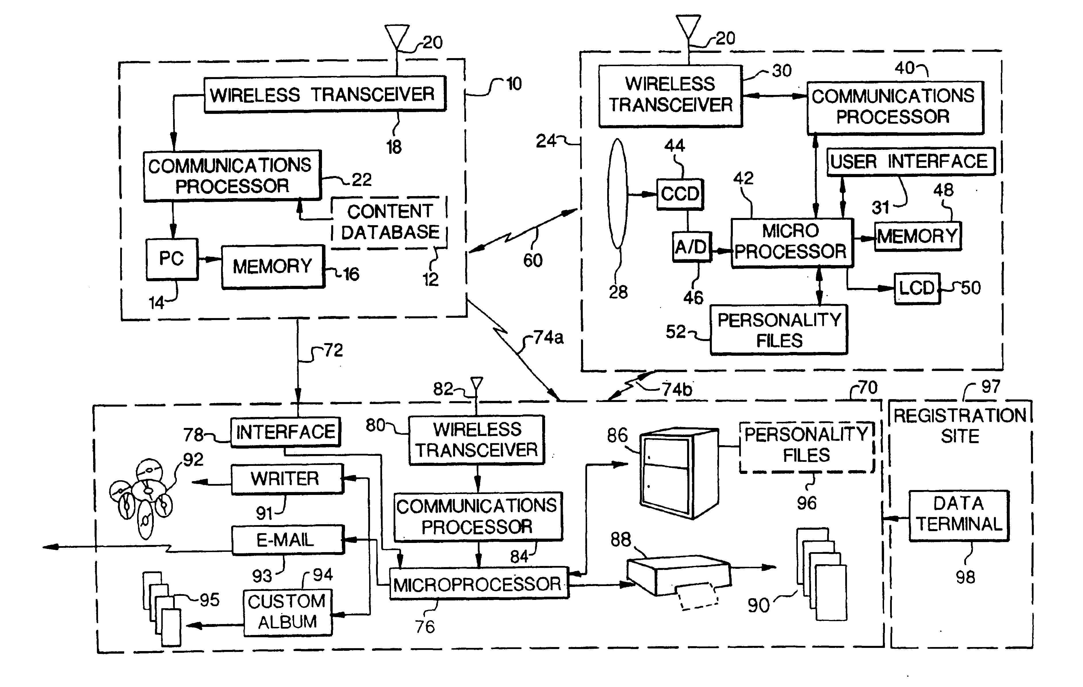 Photographic system for enabling interactive communication between a camera and an attraction site