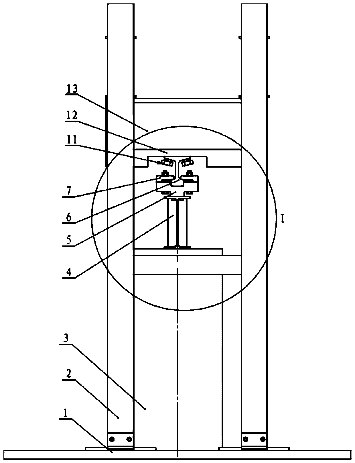 Dynamic and fatigue performance detection device and method for steel rail assembling fastener system