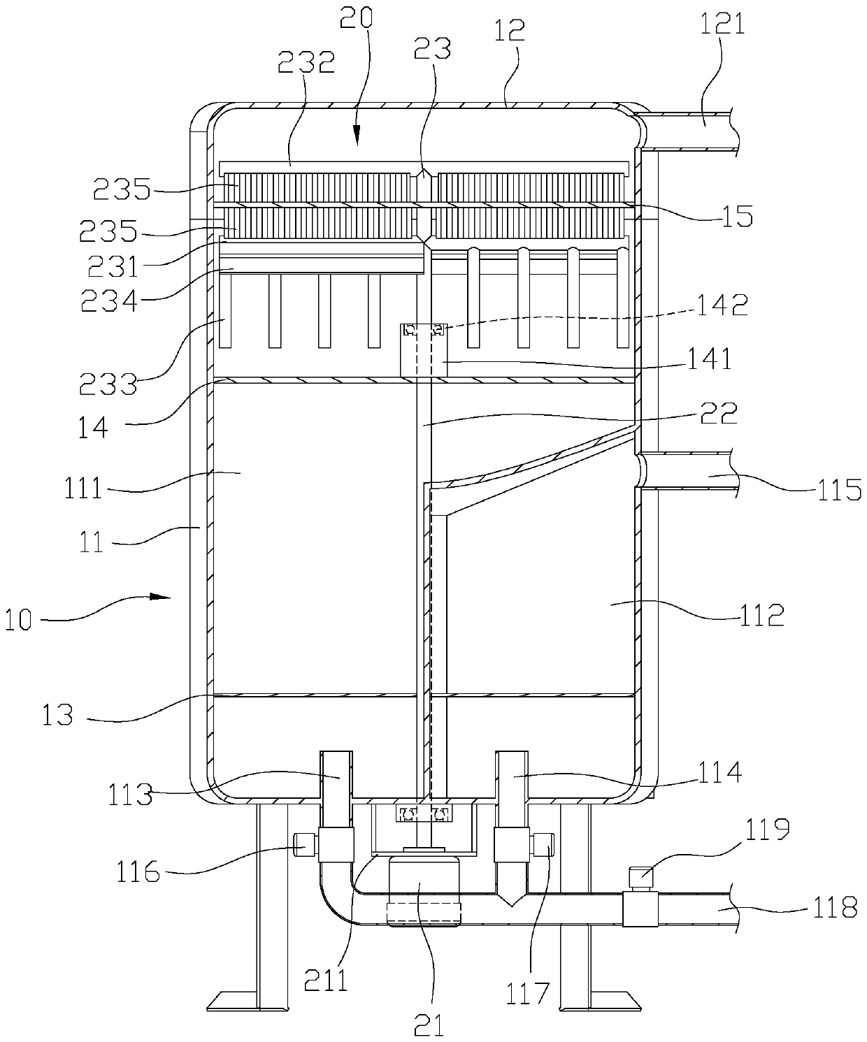 Brush rod type filtering device