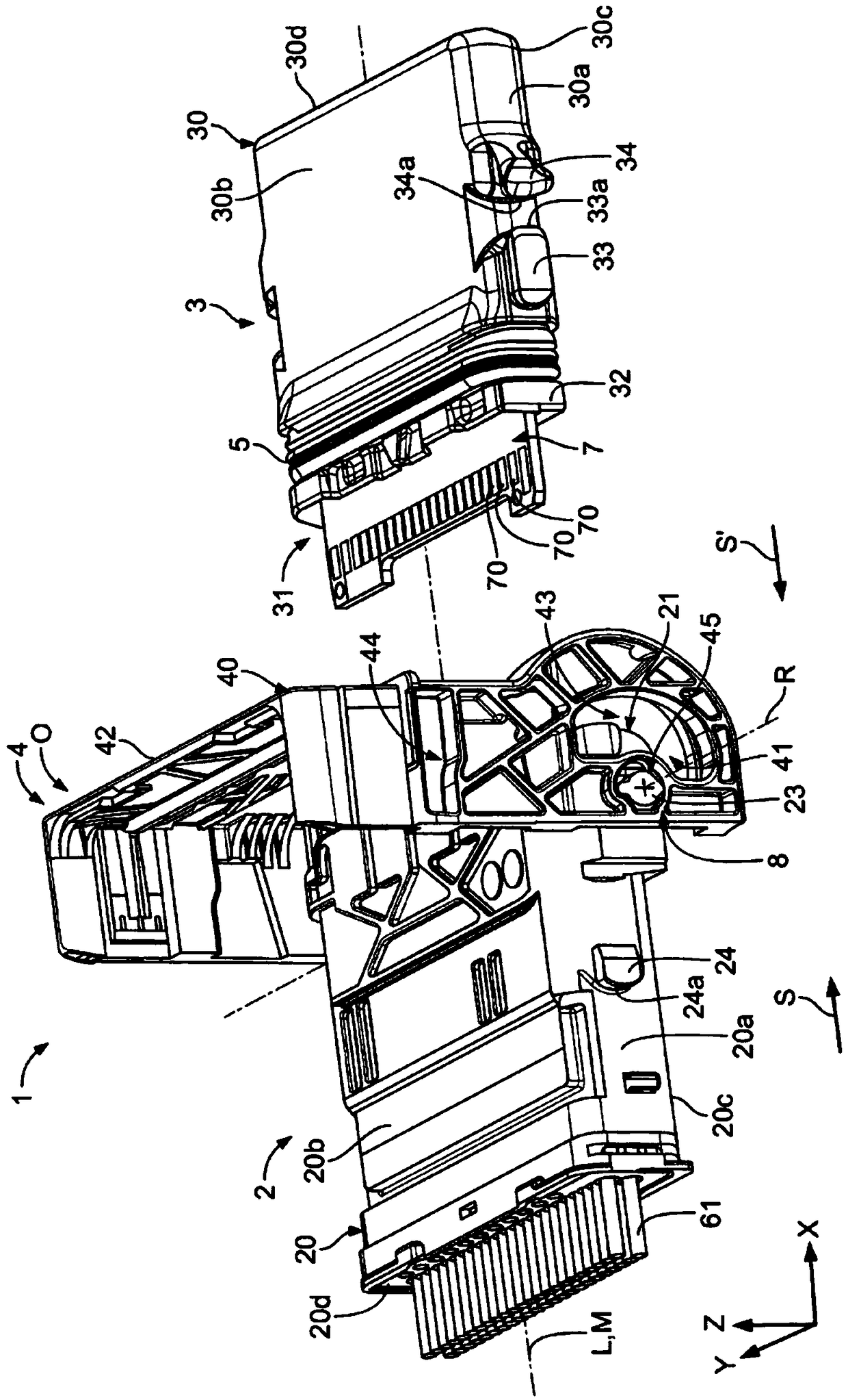 Connector with rotatable locking latch