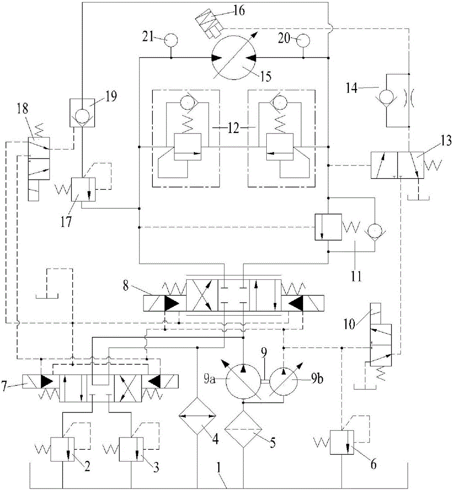 A deep-water winch wave compensation hydraulic drive system with load adaptability