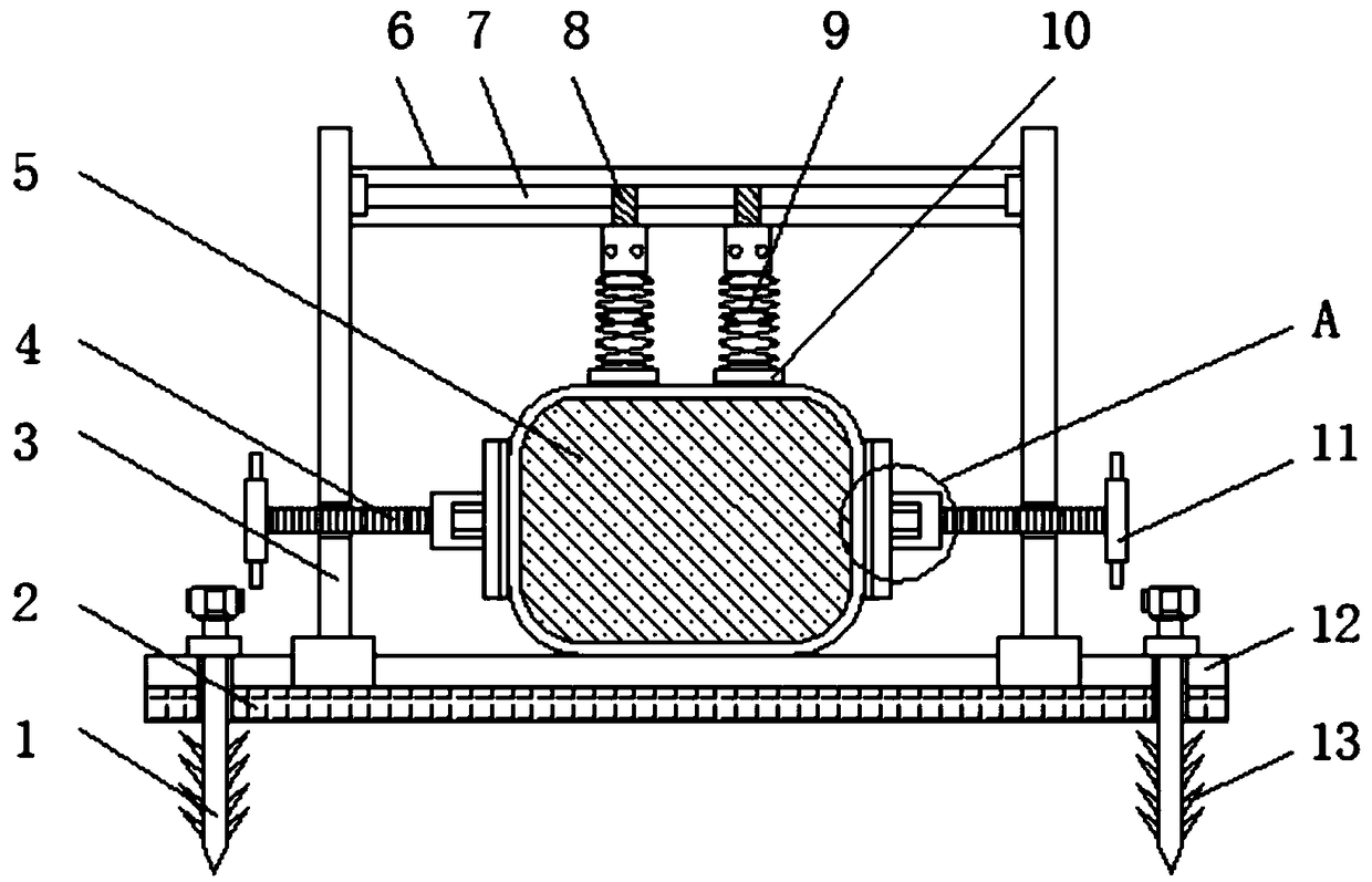 Fixing device used for engineering blasting and having damping function