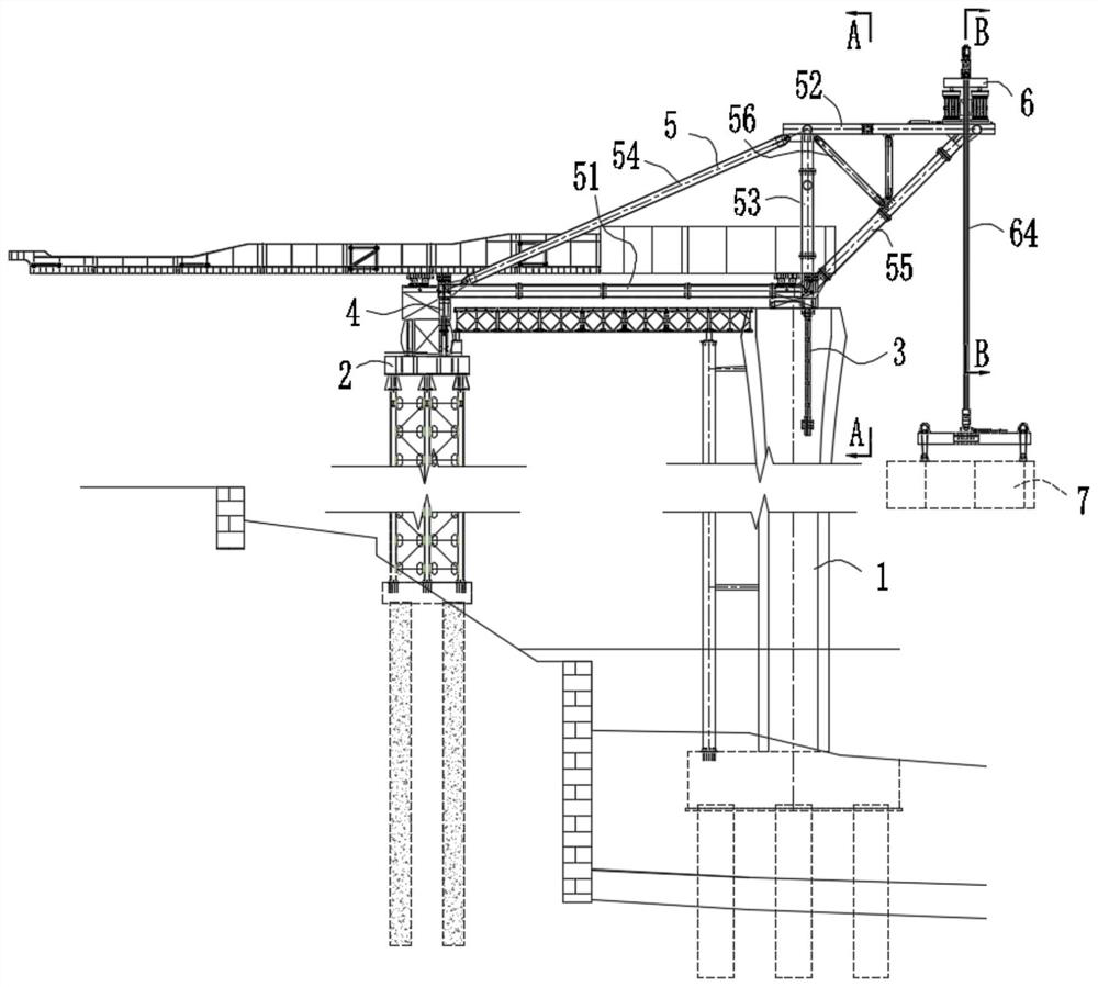 Steel box girder combined type lifting system and construction method thereof