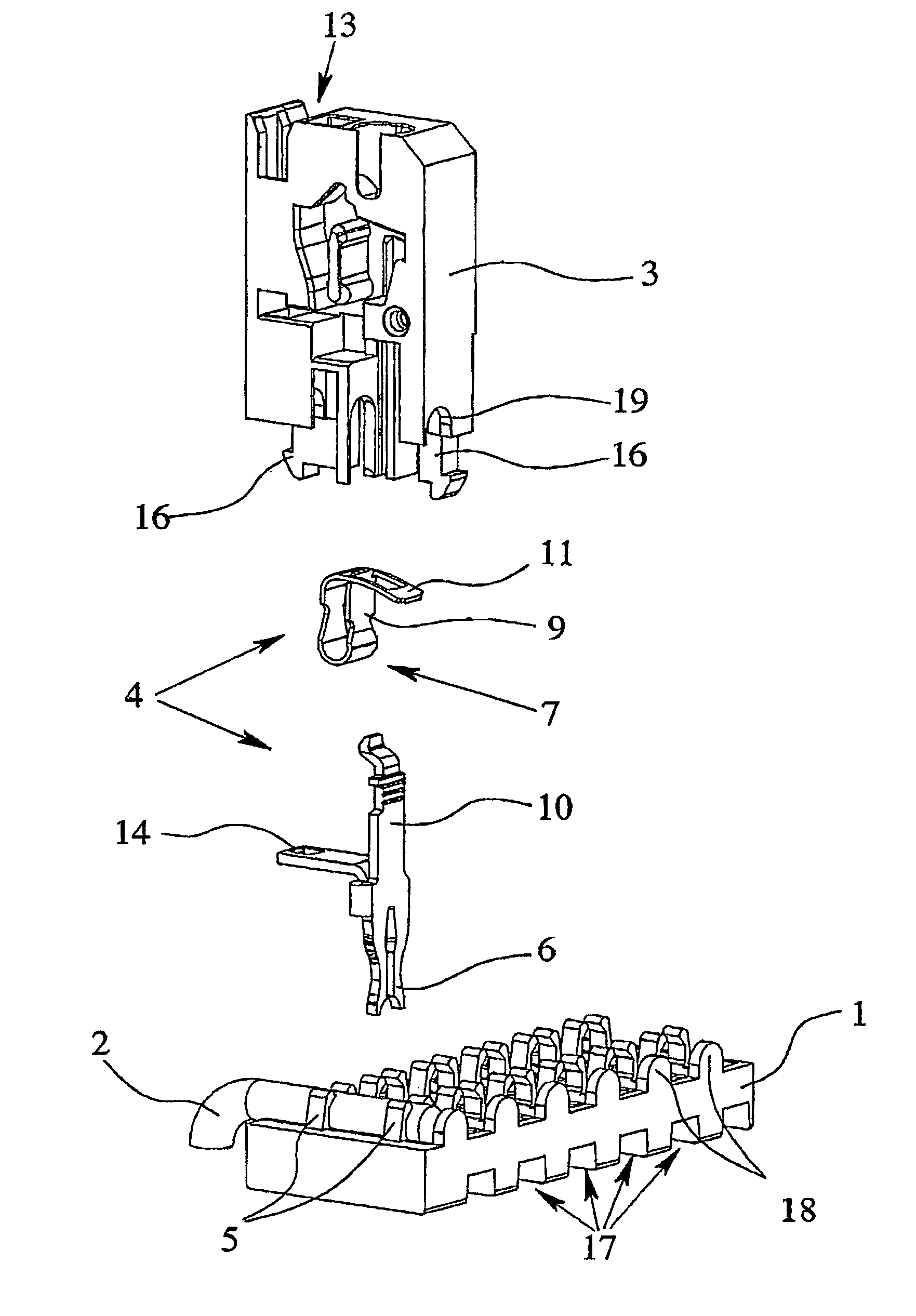Electrical connection arrangement with simplified fastening device for electrical connection of an electrical device