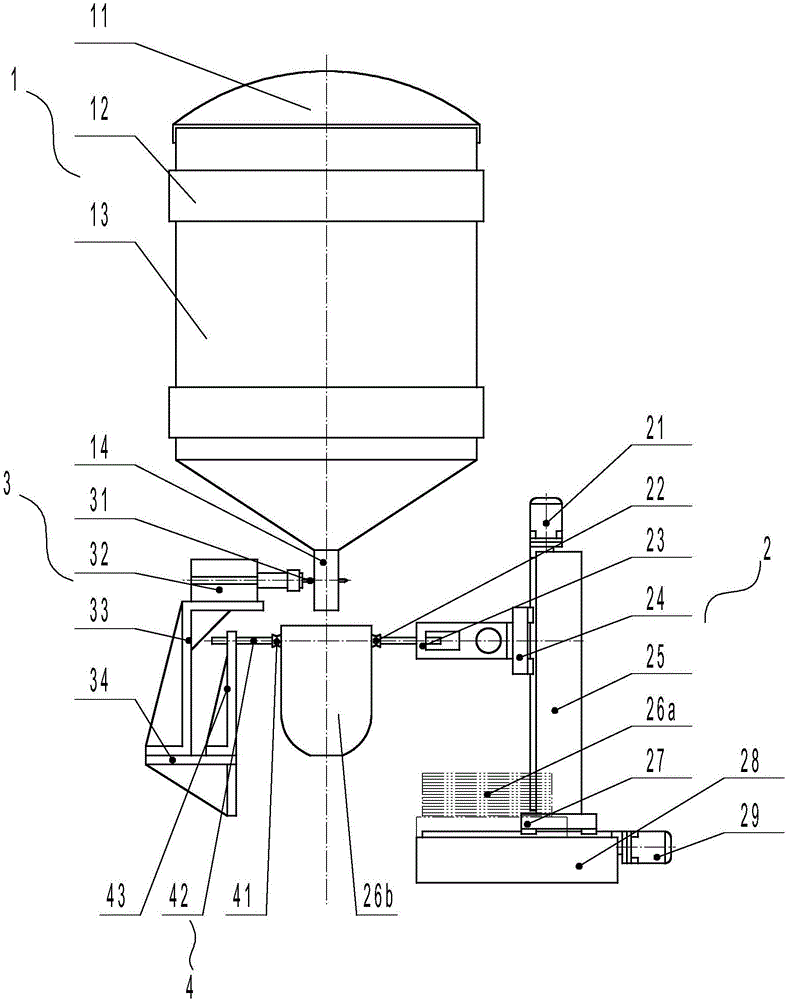 Automatic bagging device for grains