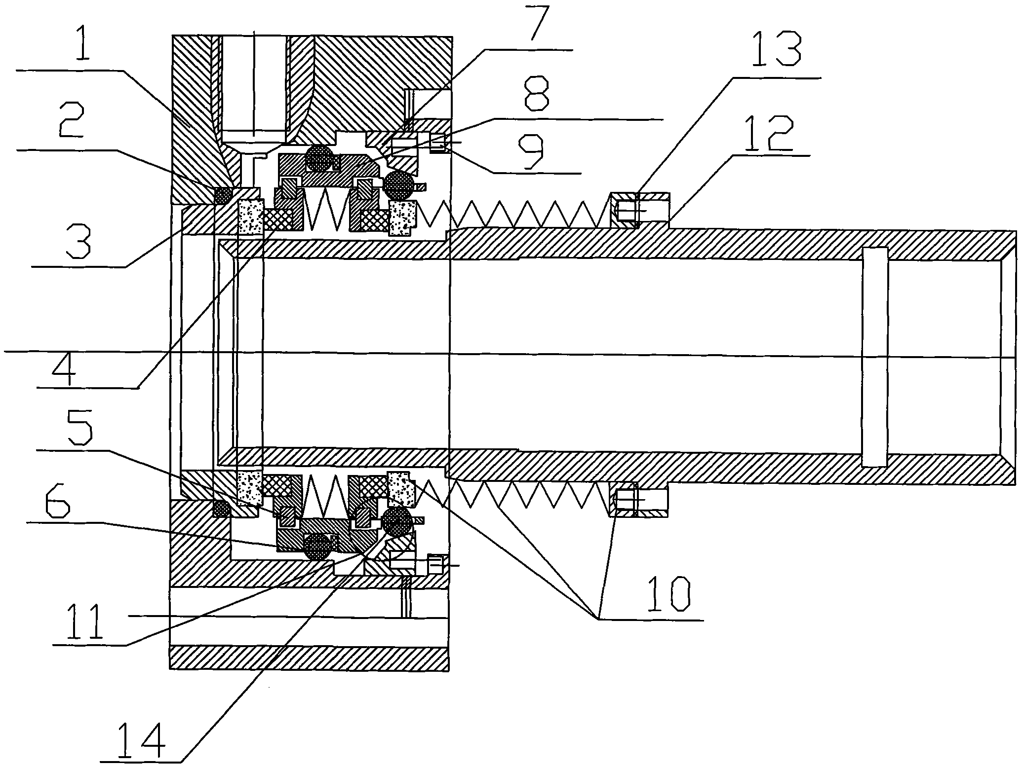 Corrugated pipe differential type mechanical seal