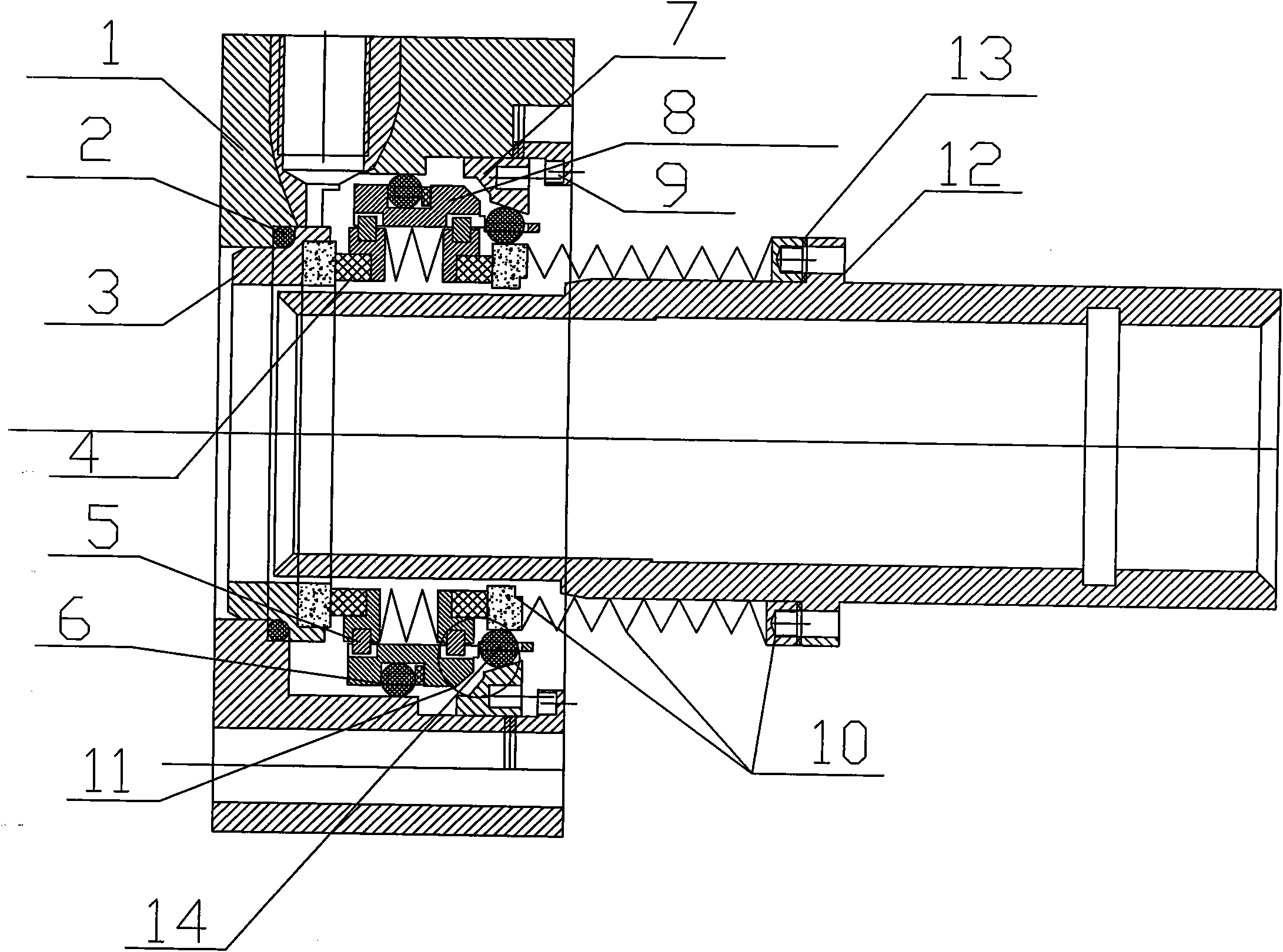 Corrugated pipe differential type mechanical seal