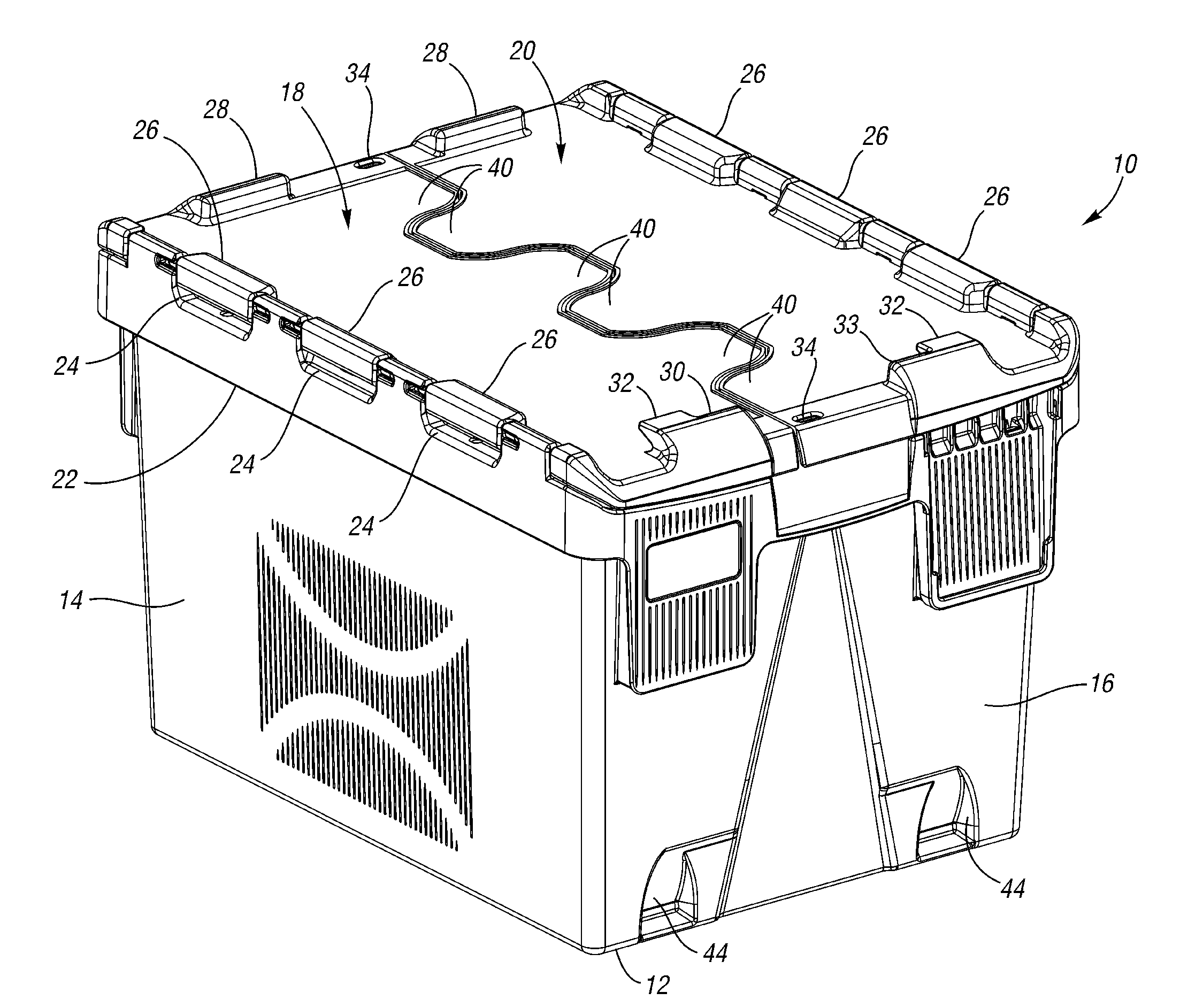 Storage container with hinged lid