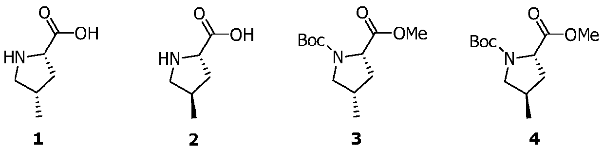 Preparation method of medicinal intermediate N-Boc-cis-4-methyl-L-proline methyl ester
