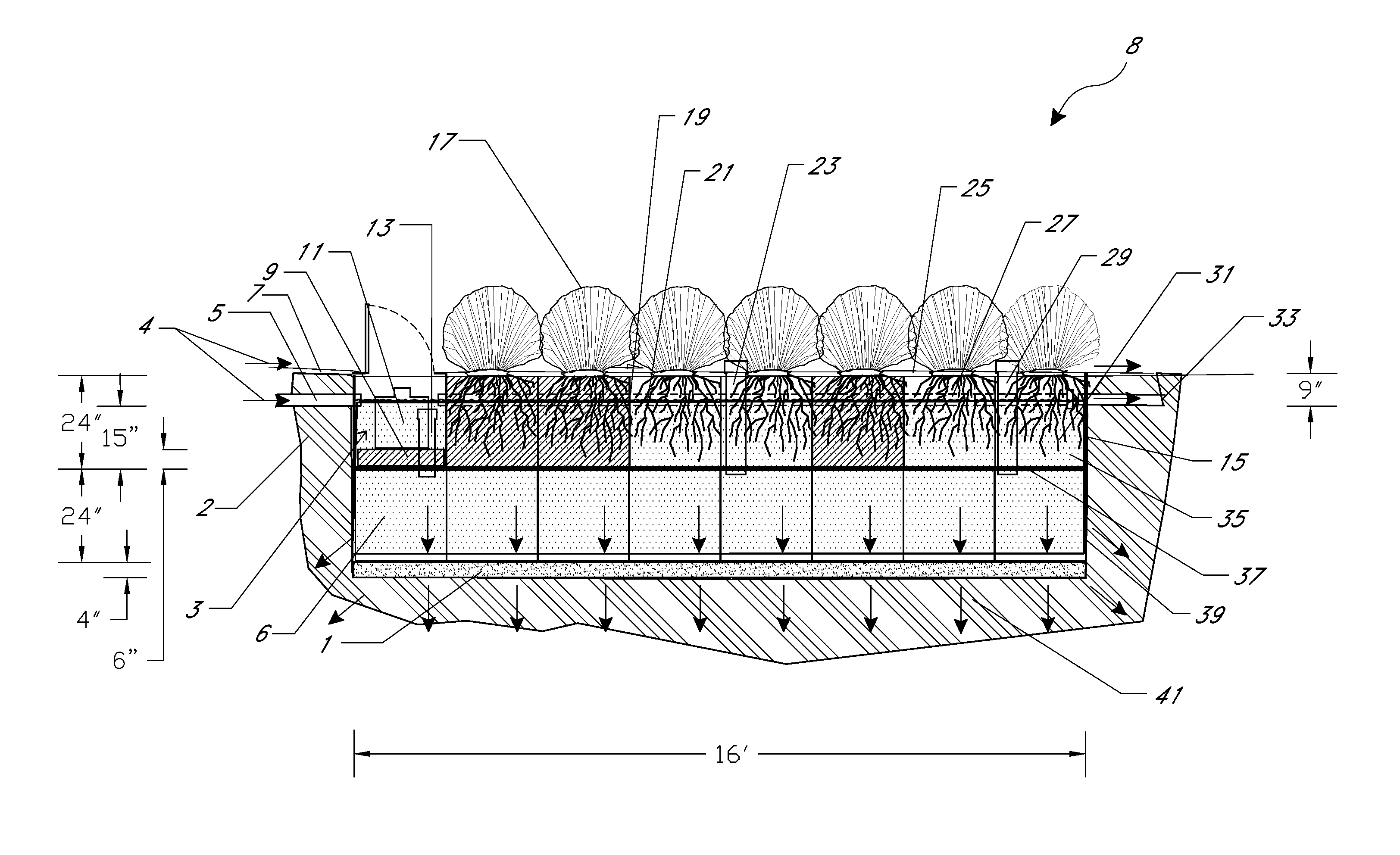 Modular high performance bioswale and water treatment system and method