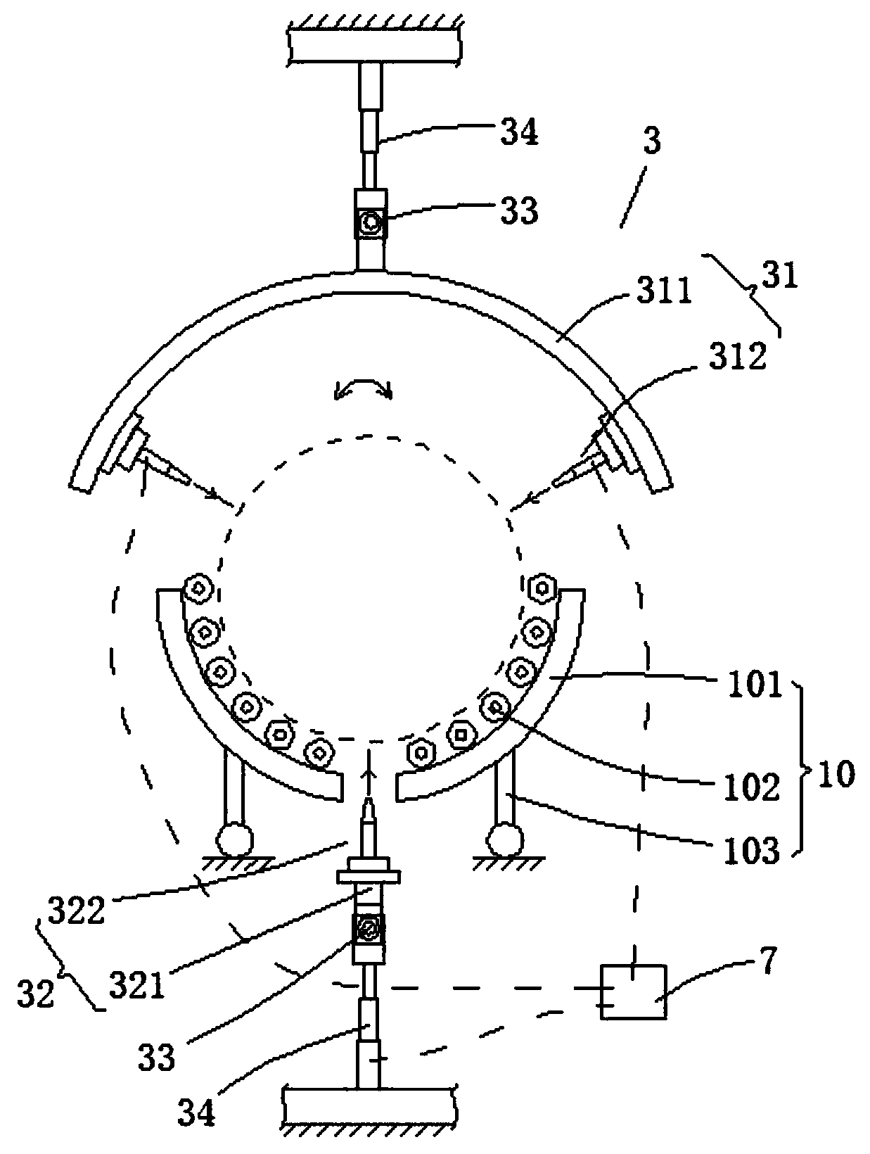 Flange connecting piece visual detection and center hole perforating device