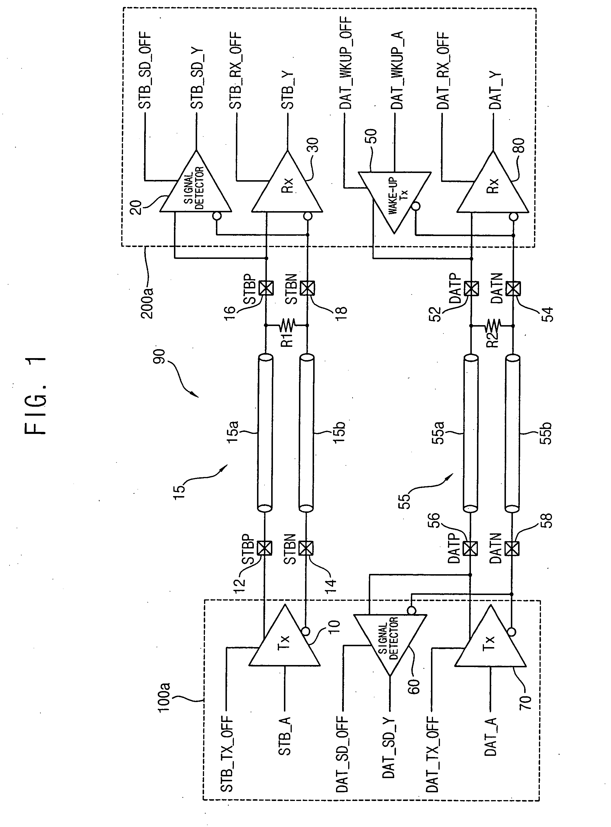 Data communication system and method with multi-channel power-down and wake-up