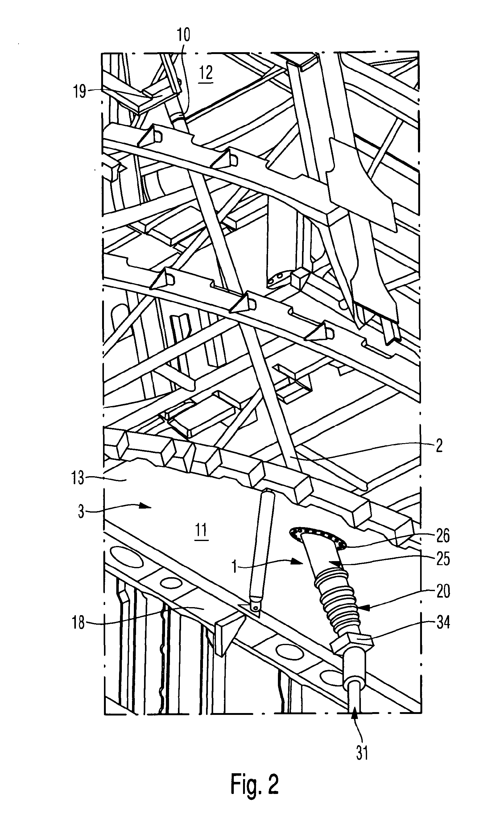 Arrangement for passing a line in a load-free manner through a pressure frame of a fuselage of an aircraft or spacecraft