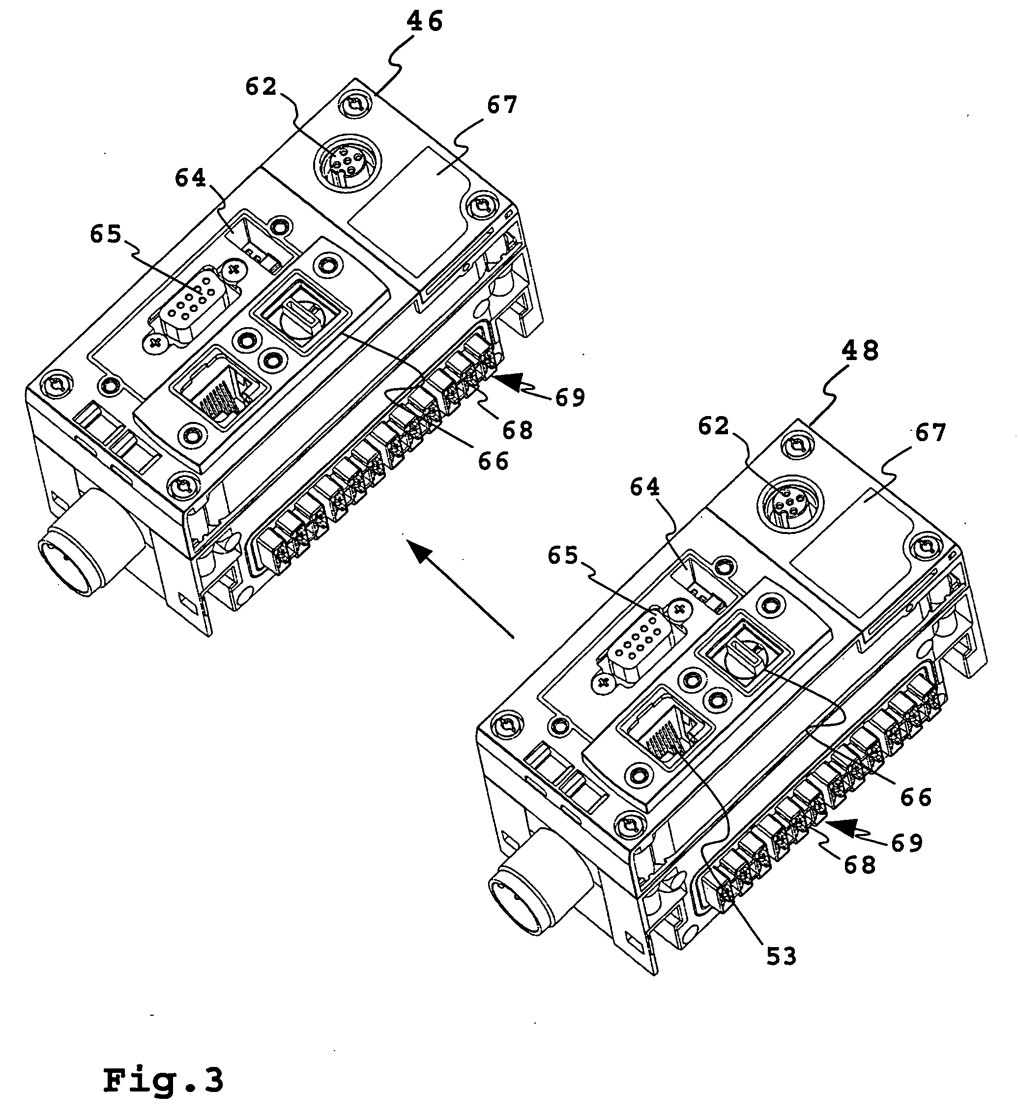 Control device, a control module, a module battery and a control system