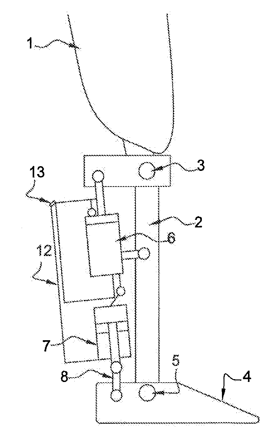 Hydraulic system for a knee-ankle assembly controlled by a microprocessor