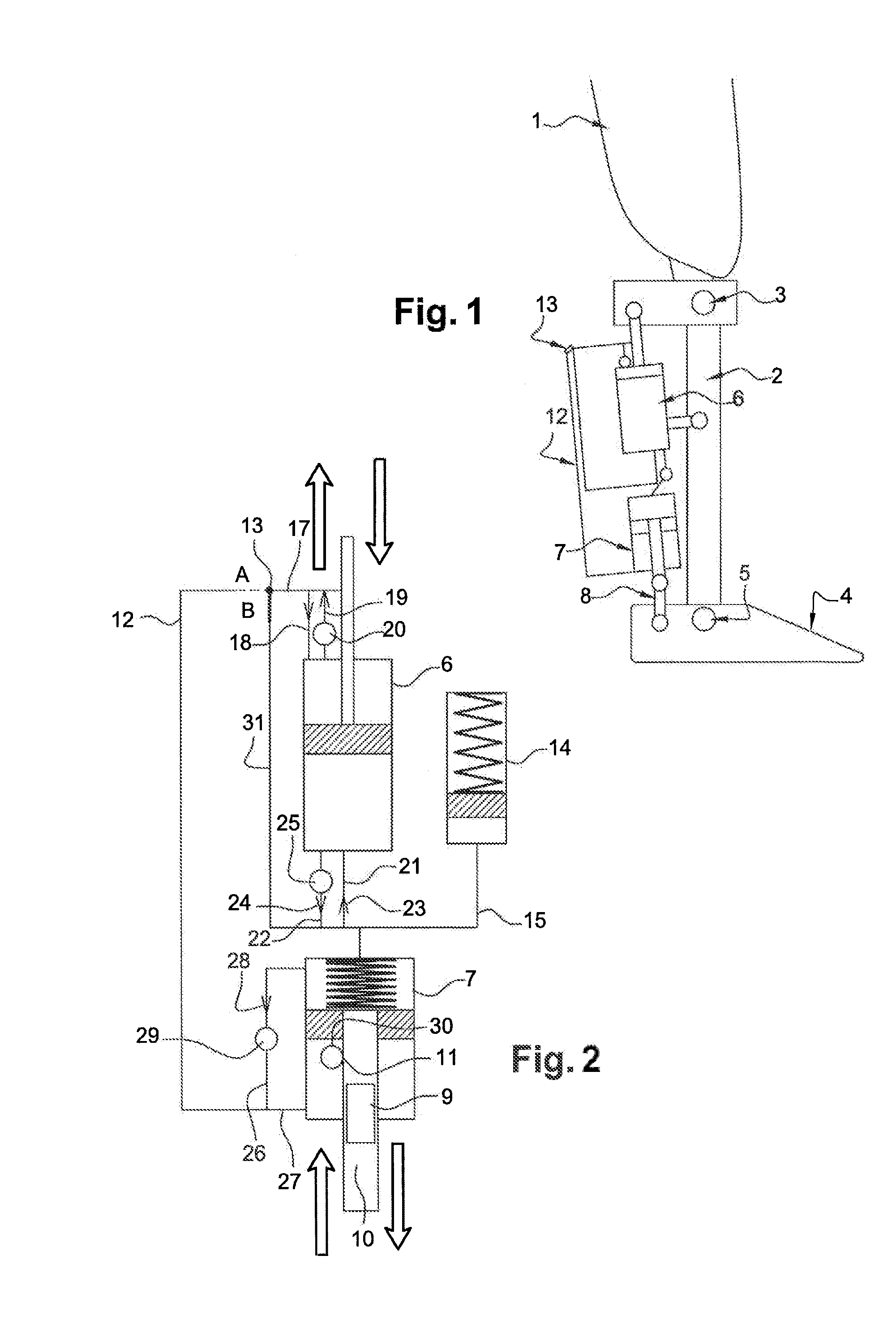 Hydraulic system for a knee-ankle assembly controlled by a microprocessor