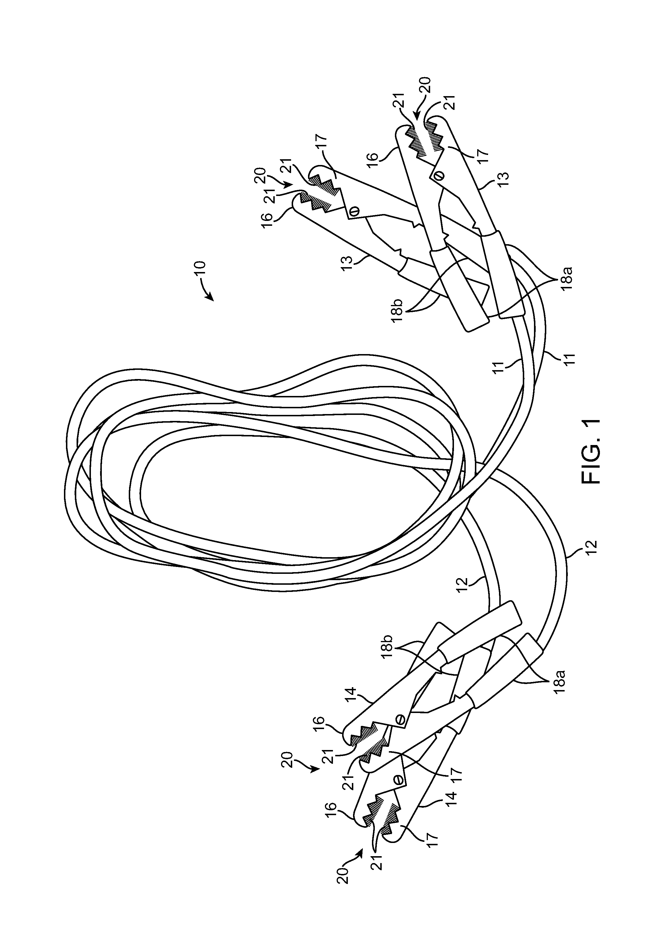 Battery jumper cables with integral wire brush