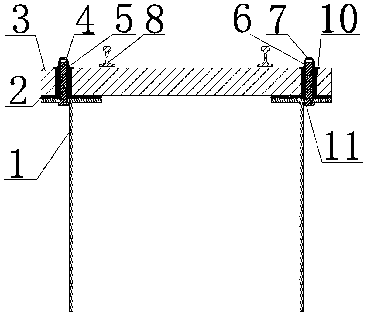 Fully-prefabricated assembly type rail structure on steel truss beam