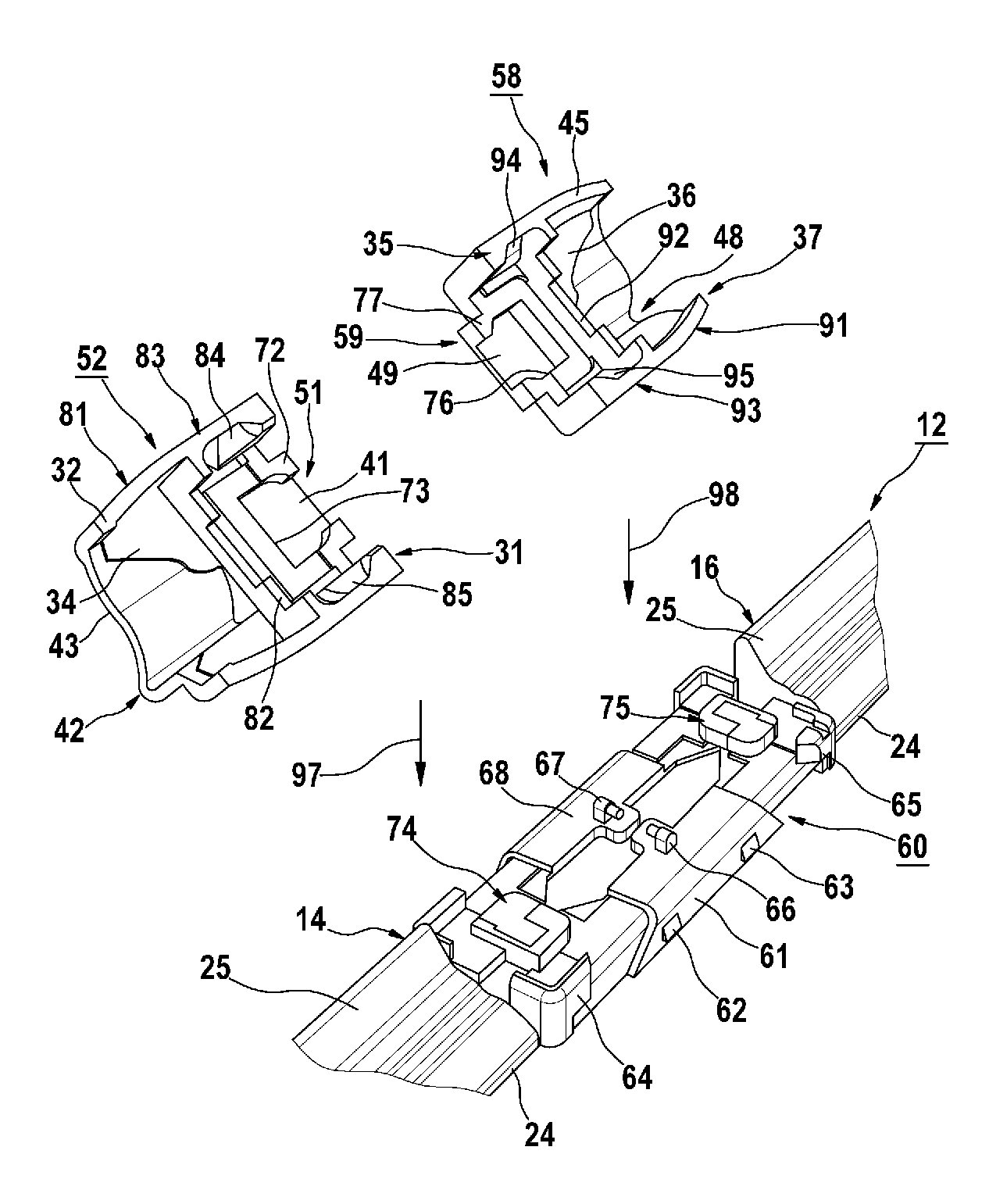 Wiper blade having an adapter unit for attaching to a wiper arm