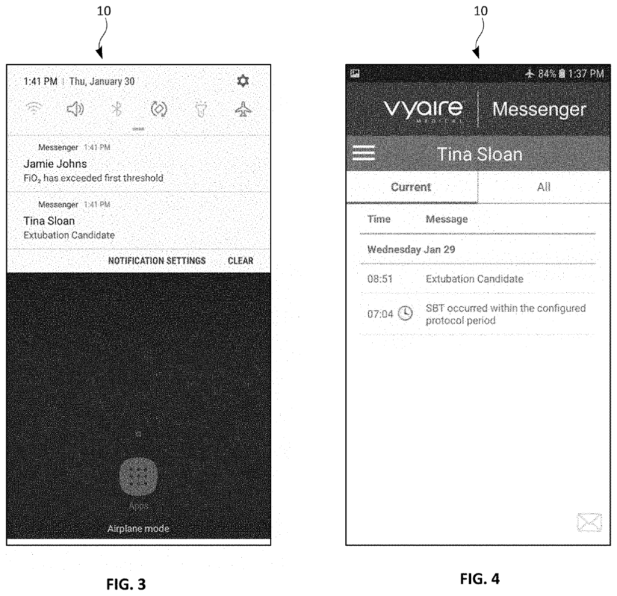 System and method for communicating health-related messages regarding ventilated patients