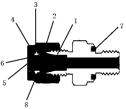 Clamping sleeve type straight-through external screw joint