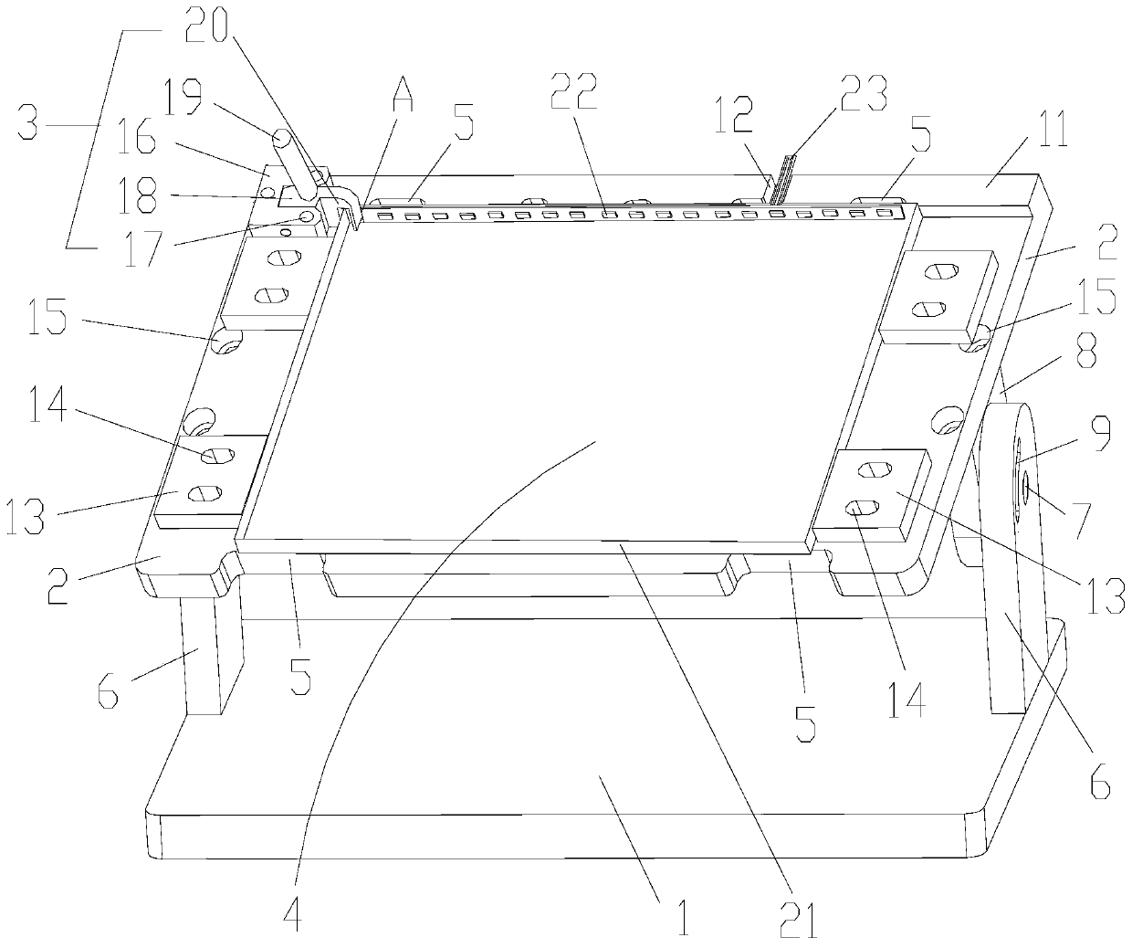 Device for assembling lamp plate to iron frame