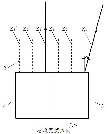 An inner-pulling anchor cable structure with a large-span roof cut into a roadway roof