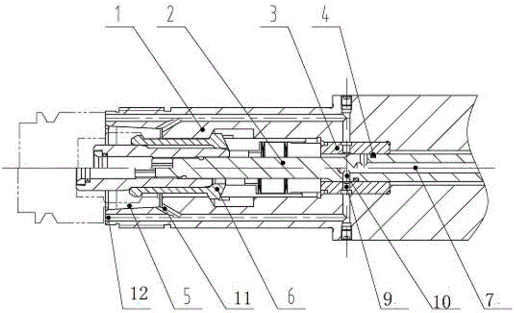 Tool changing and air blowing structure for end face of HSK taper hole