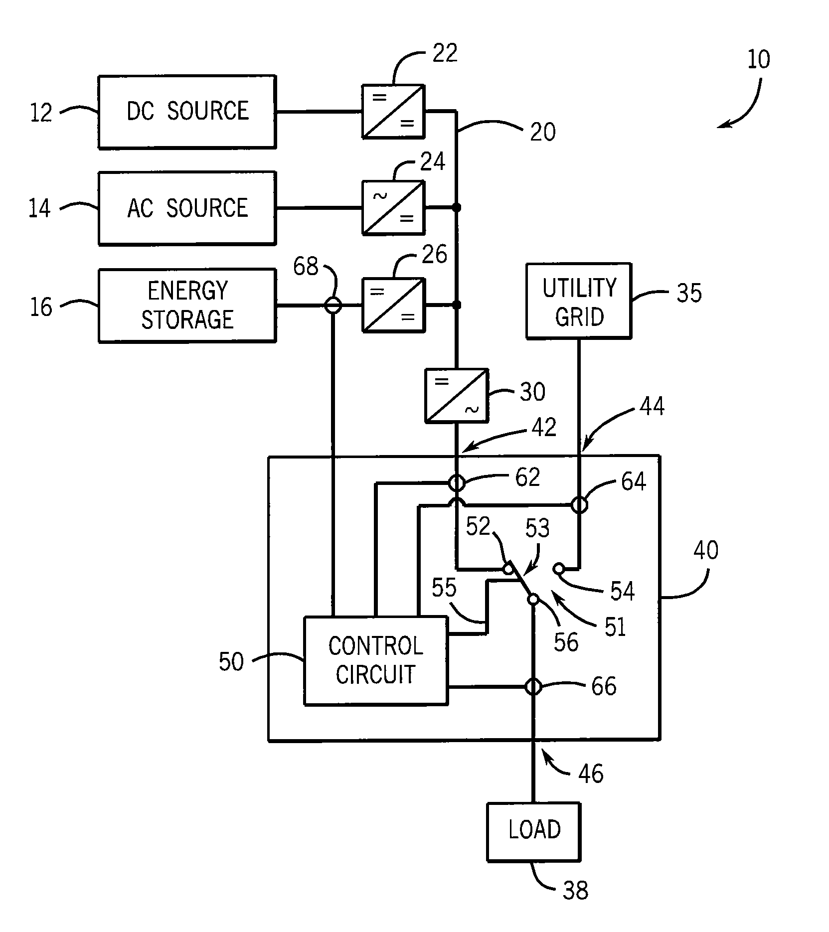 Transfer switch for automatically switching between alternative energy source and utility grid
