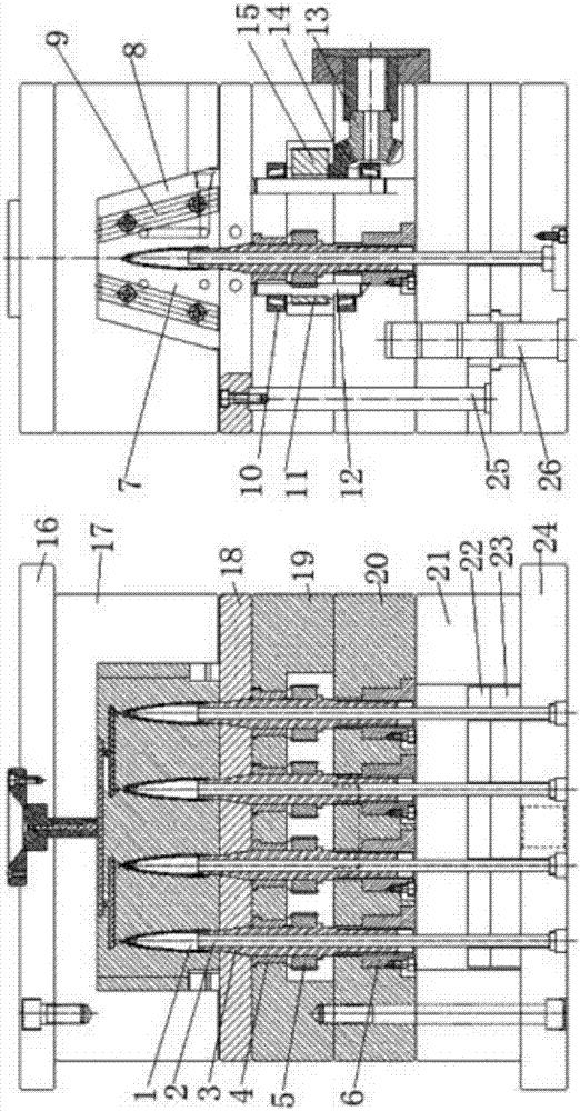 Threaded injection mold for pen cap and use method of threaded injection mold