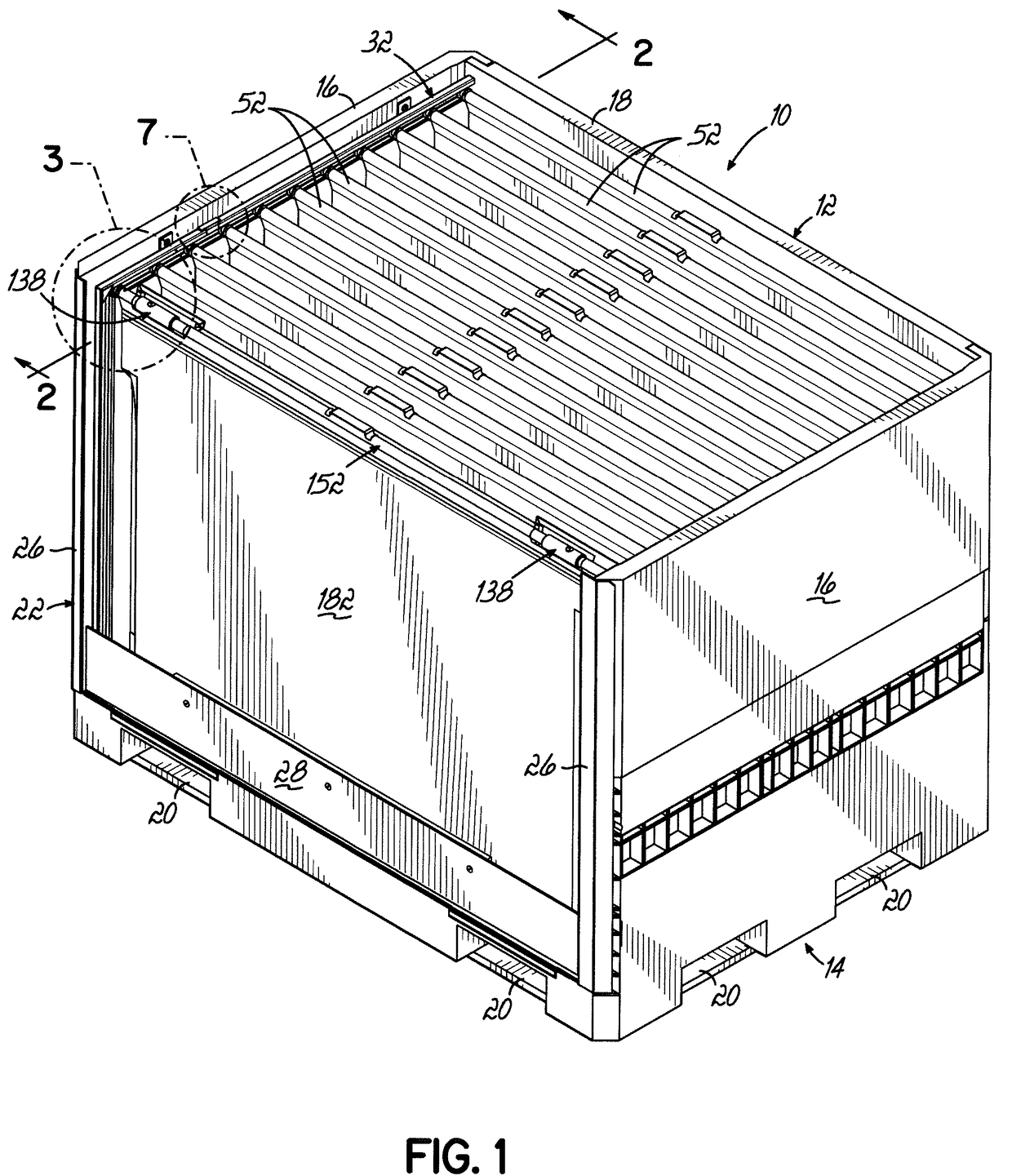 Container Having At Least One Lockable Crossbar Assembly Movable Along Tracks