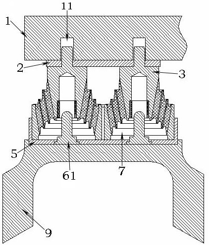 A force transmission method and structure of a primary suspension device