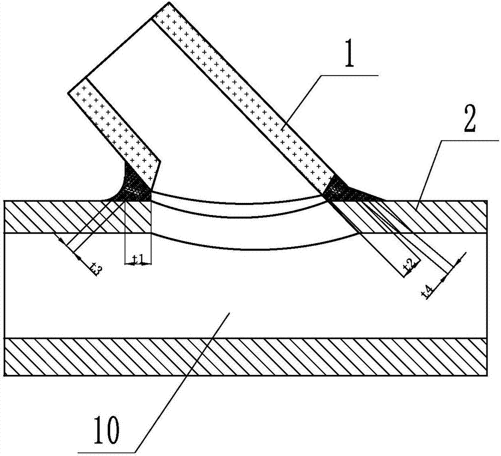 Novel manufacturing method of a large-diameter inclined tee joint