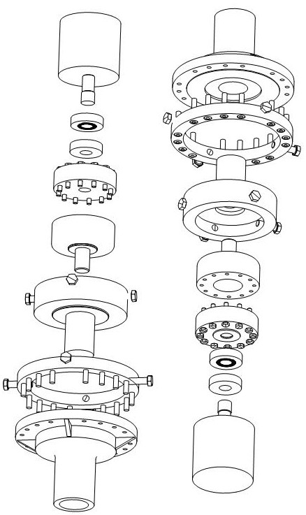 Four-axis alignment adjustment system and method for biaxial tensile testing machine