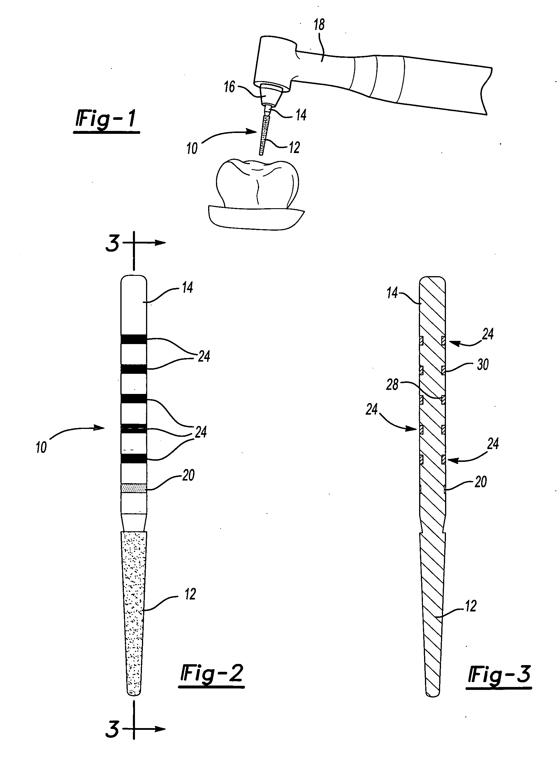 Dental bur with use history recording rings and method of recording the number of uses of a dental bur