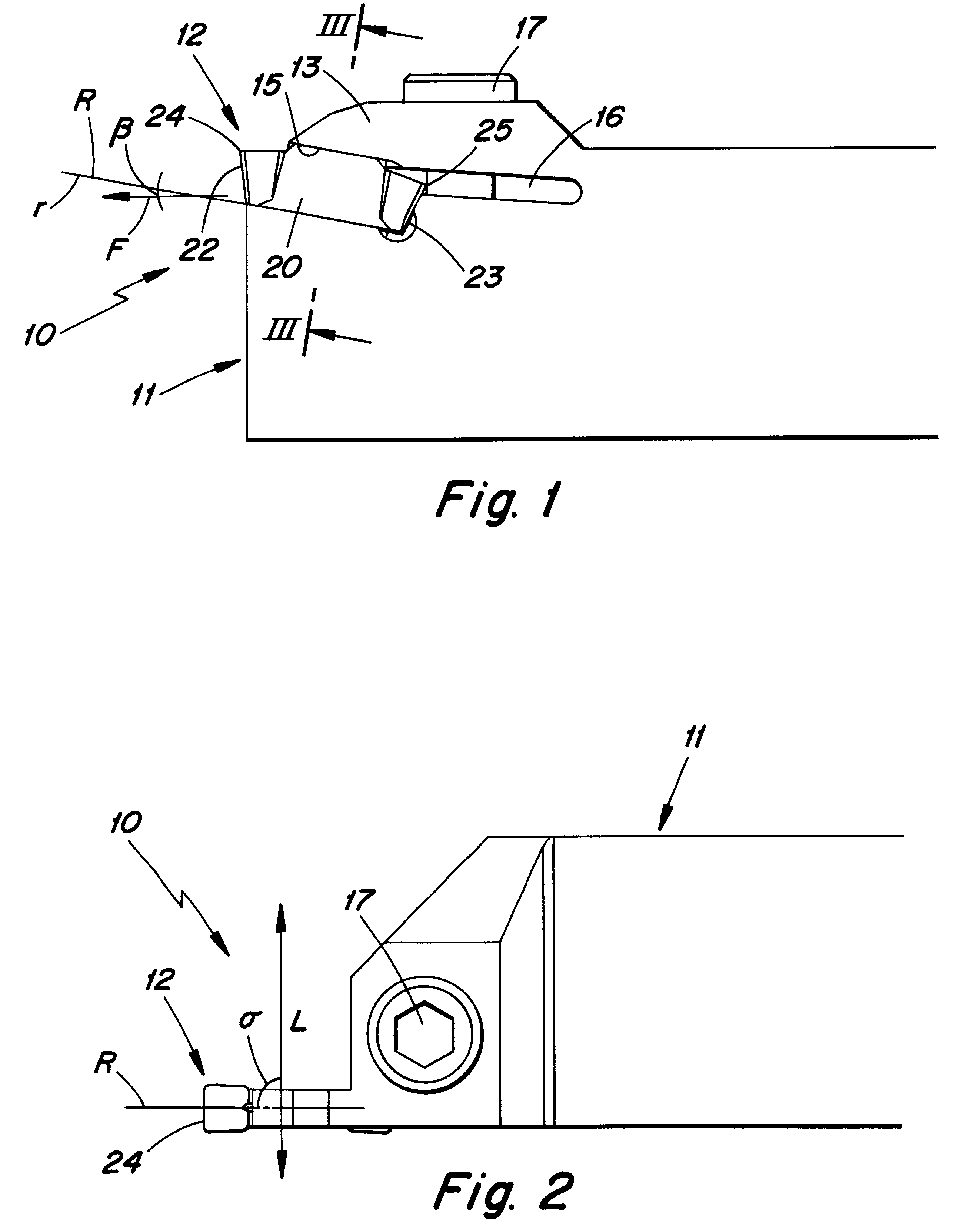 Tool and insert for chip removal machining