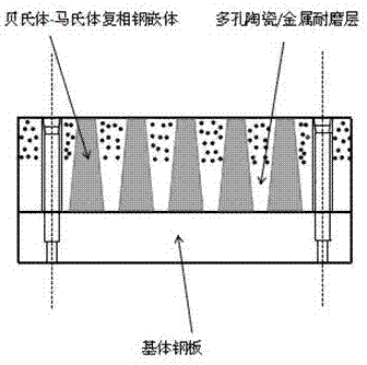 Ceramic/metal composite material wear-resistant lining plate and preparation method thereof