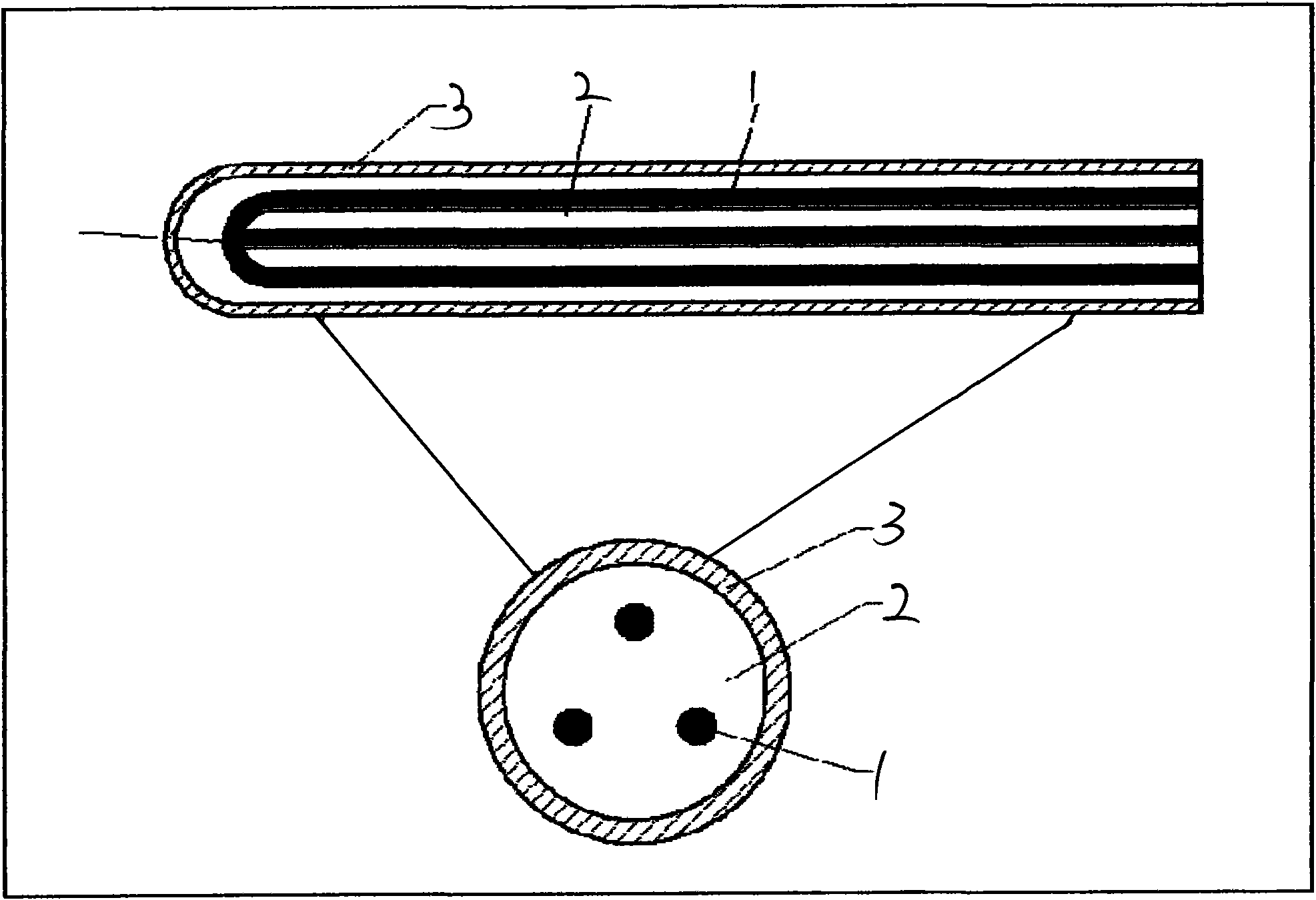 Three-phase super-long high-power heating pipe for oil well