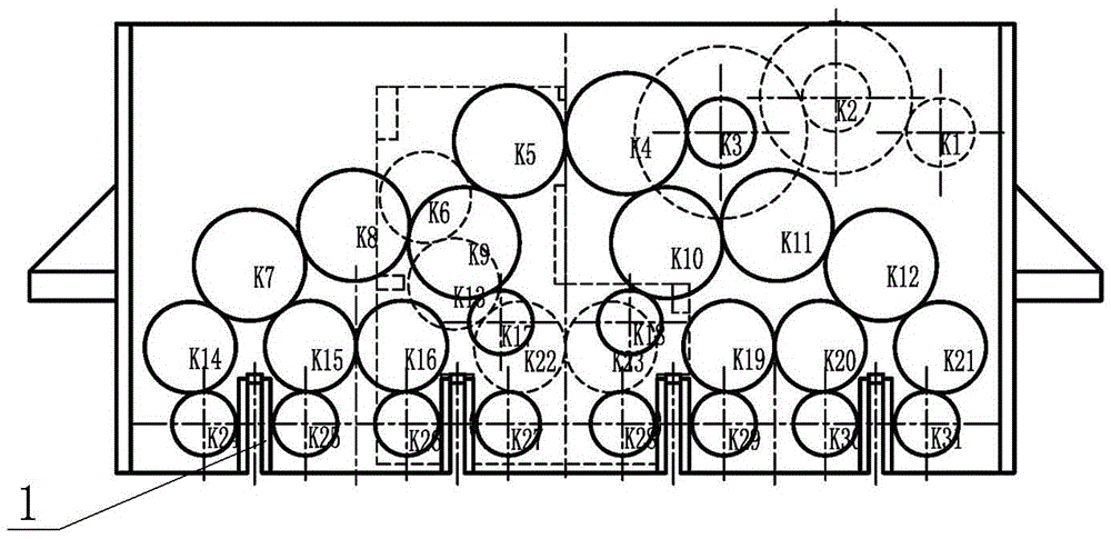 Double-layer output shaft reduction gearbox of double-row L-shaped light partition board extrusion machine