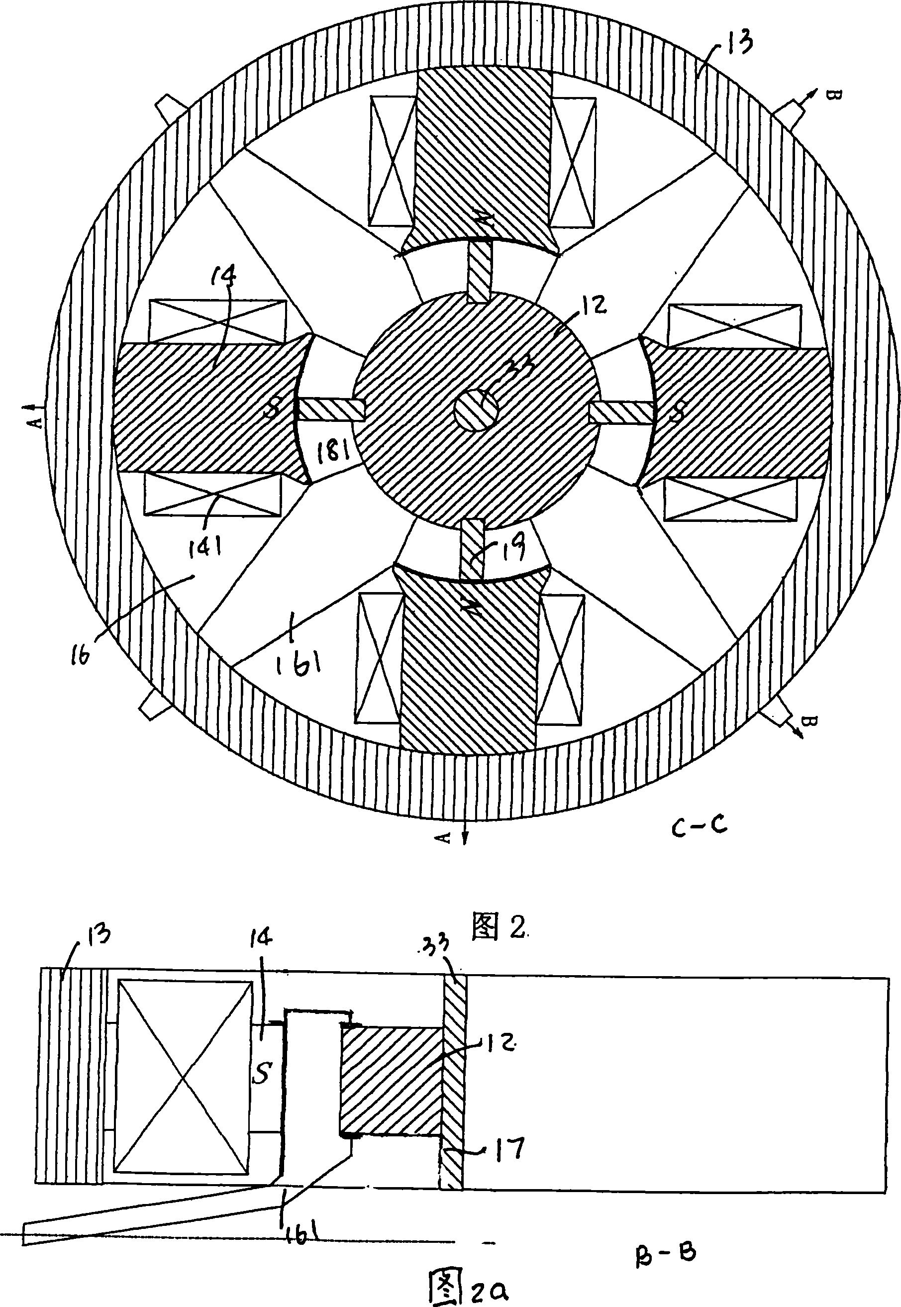 Dry ore dressing apparatus and its magnetic separating unit