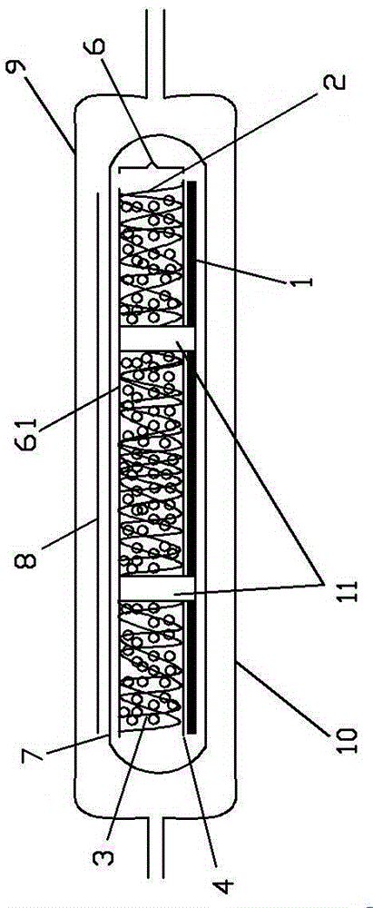 Absorbent product with double-layer structure core and its manufacturing method
