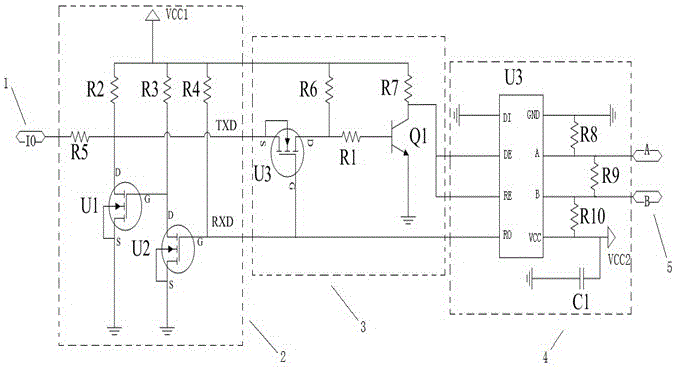 A single bus transmission device based on differential signal