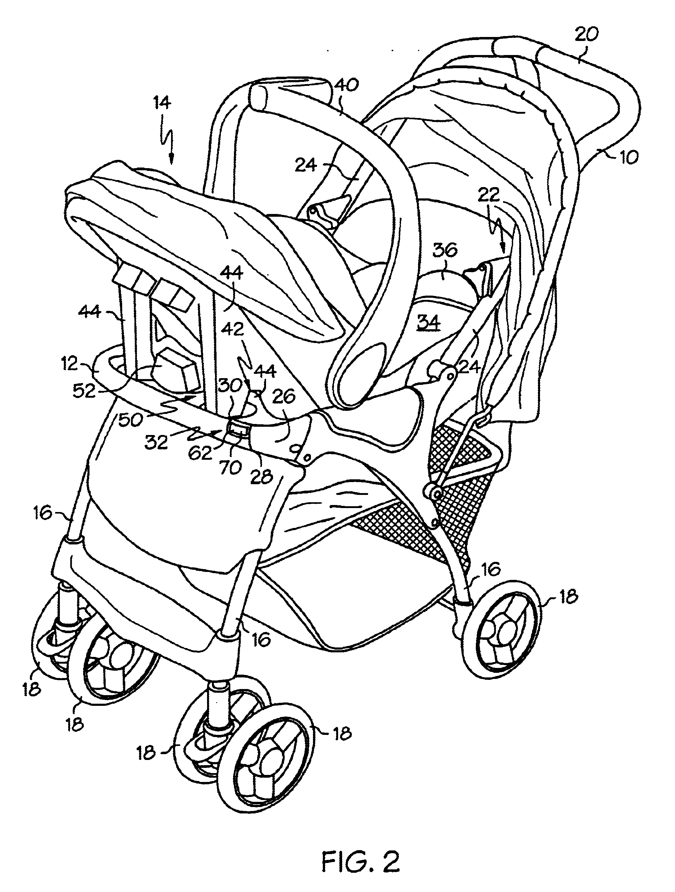 Infant carrier-receiving component with indicator