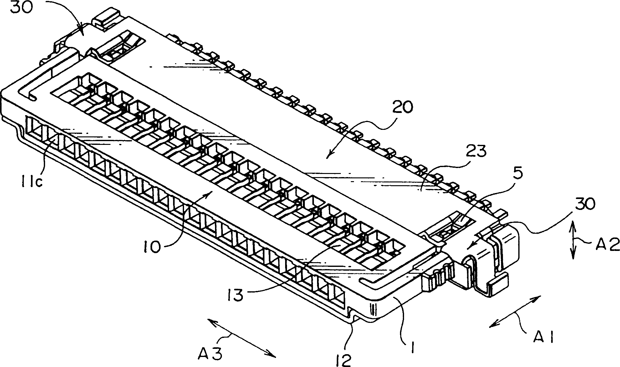 Thin electric connector with locking function