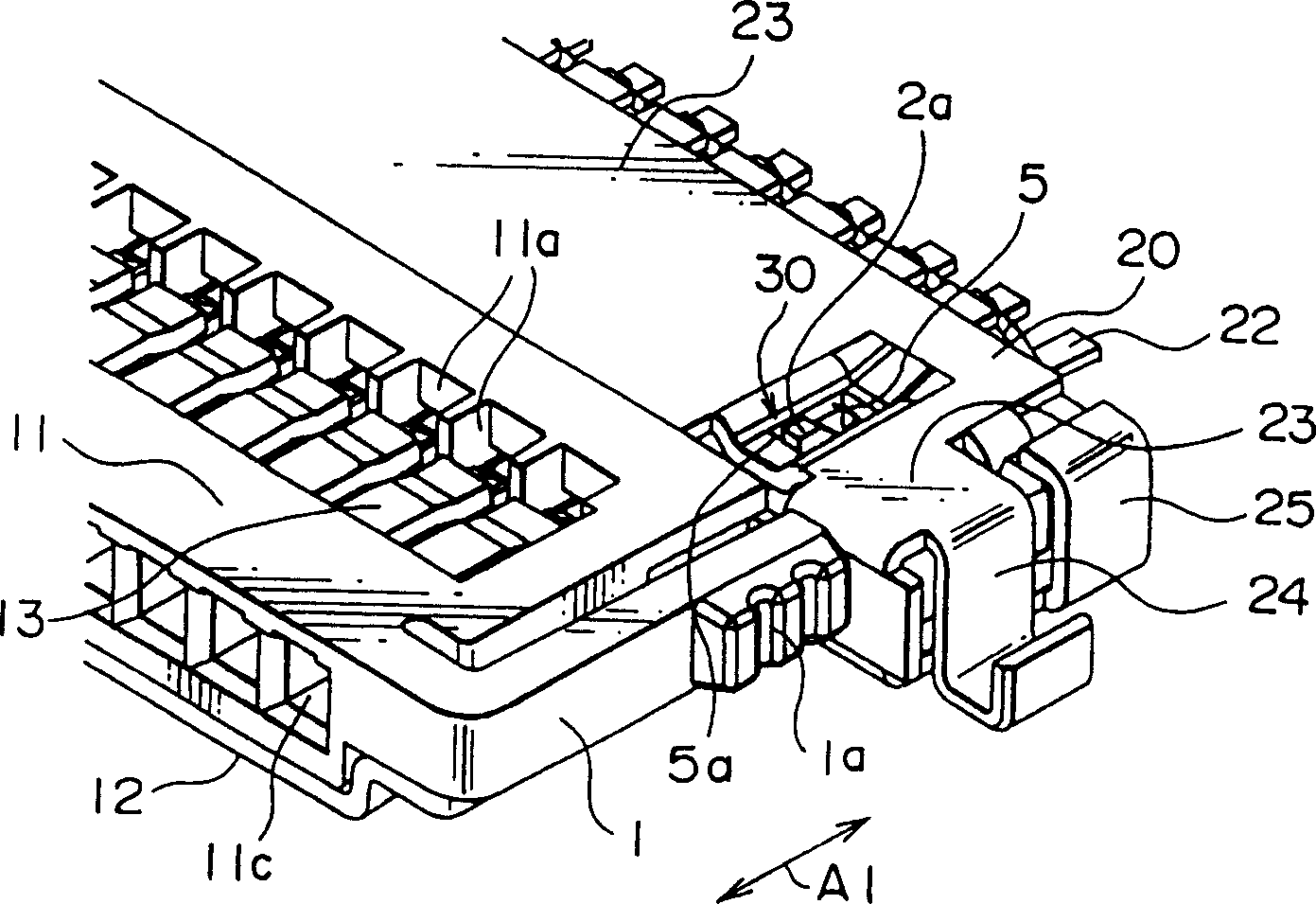 Thin electric connector with locking function