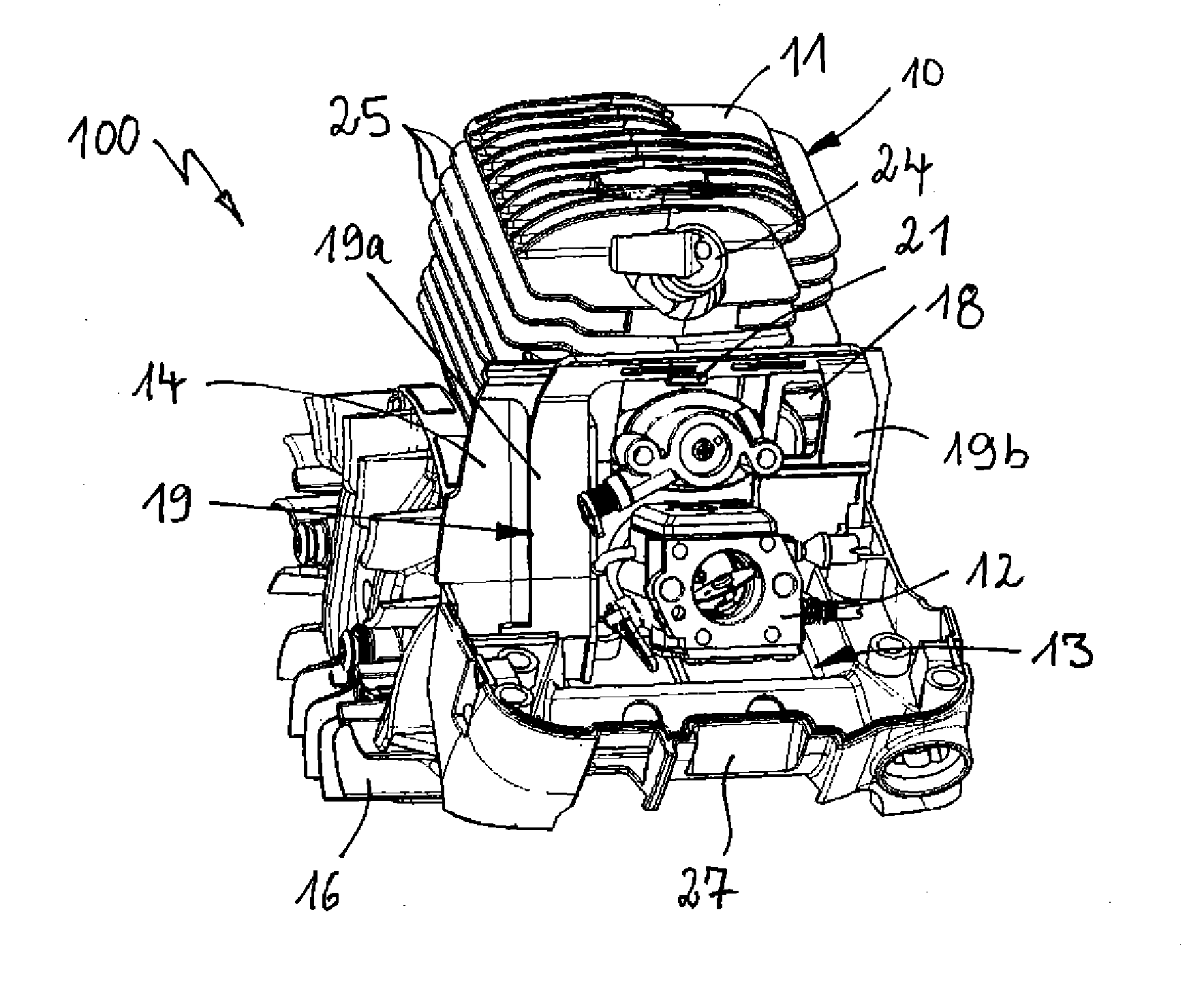 Motor-driven implement having switchable summer-winter operating function