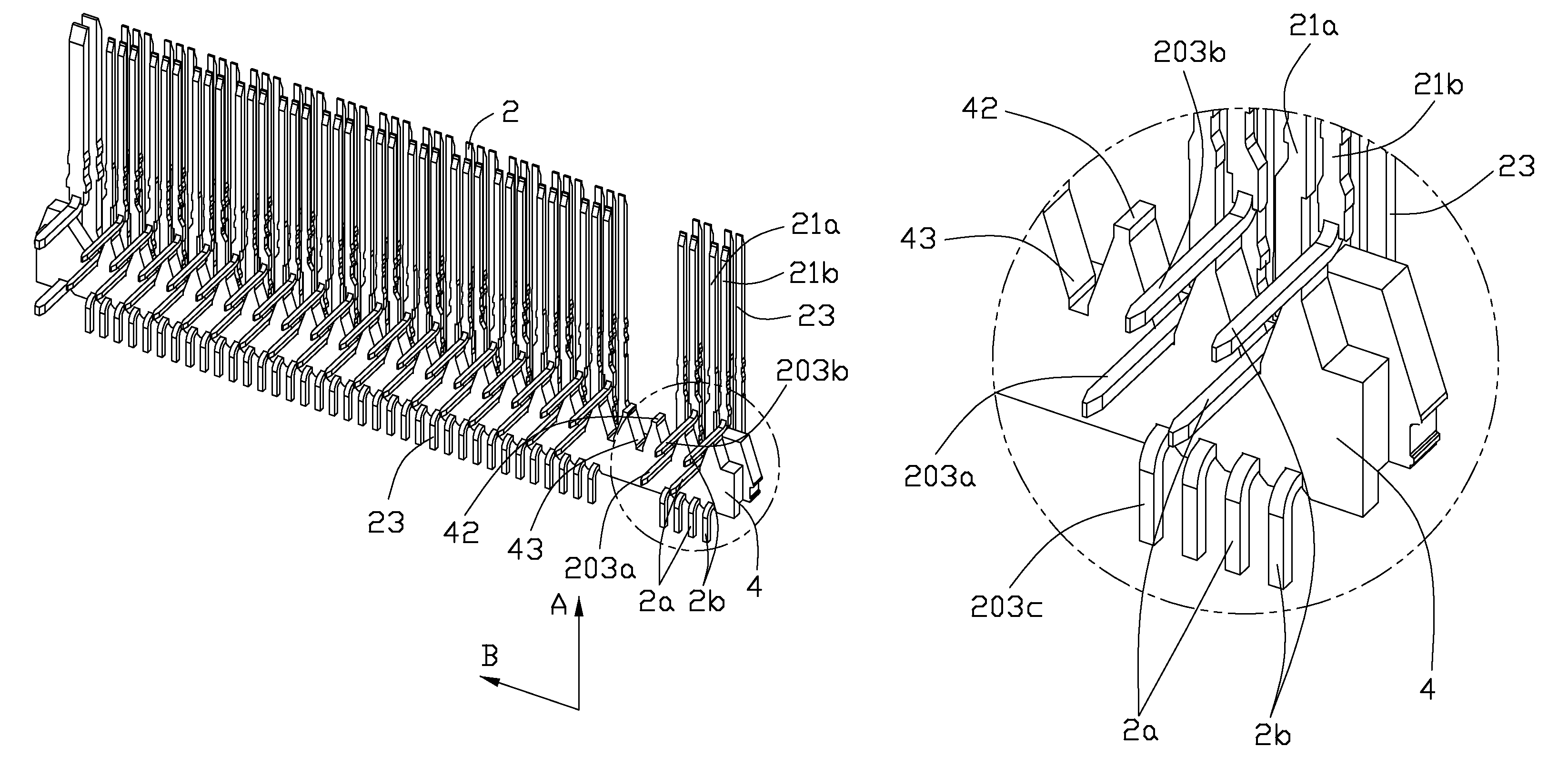 Electrical connector having high density contacts for miniaturization