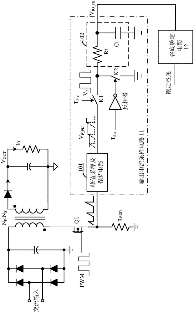 Switching power supply control circuit in quasi-resonant mode and control method